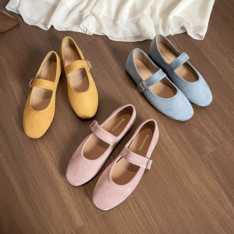 French-style flat shoes for women, soft-soled ballet shoes, round-toed suede women's shoes
French-style flat shoes for women, soft-soled ballet shoes, round-toed suede women's shoes