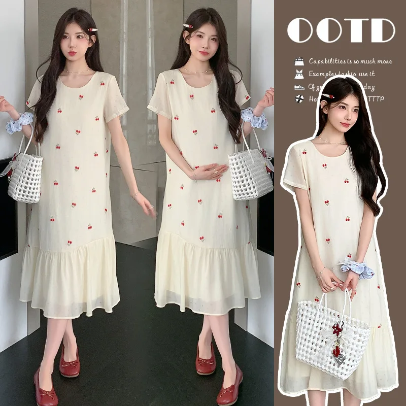 Pregnant Women's French Sweet Dress 2025 Summer Mesh Splicing Ruffle Edge Short Sleeved Dress
Pregnant Women's French Sweet Dress 2025 Summer Mesh Splicing Ruffle Edge Short Sleeved Dress