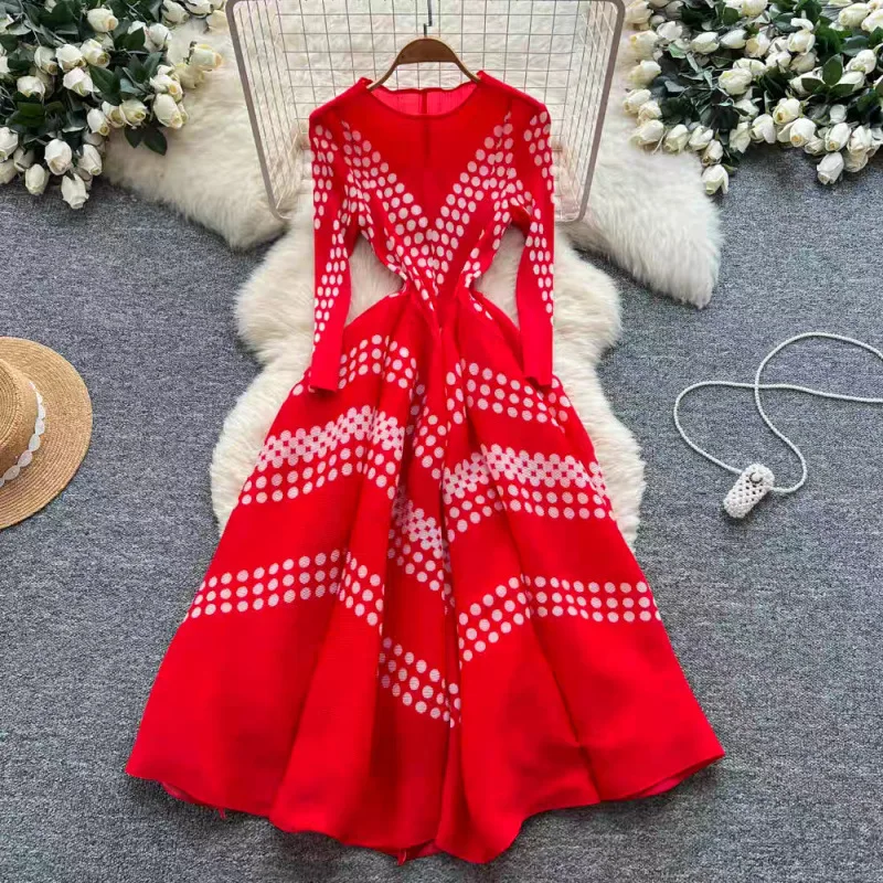 Ele Polka Dot Folded Dr Artistic Retro Print Skirt Large Size Women's Faion High Waist Velvet Fabric Long Sve Dr
Ele Polka Dot Folded Dr Artistic Retro Print Skirt Large Size Women's Faion High Waist Velvet Fabric Long Sve Dr