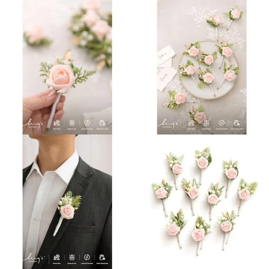 Ling's moment Boutonniere for Men, 10pcs Groomsmen Guest Boutonniere, Artificial Flowers for Wedding Décor/Prom/Homecoming, etc
Ling's moment Boutonniere for Men, 10pcs Groomsmen Guest Boutonniere, Artificial Flowers for Wedding Décor/Prom/Homecoming, etc