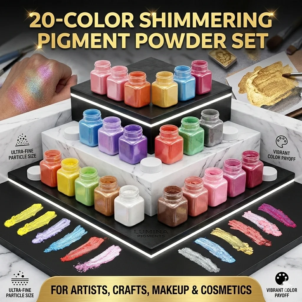 20 Colors Mica Powder Set 12g/Bottle Large Capacity Pearl Luster Pigment for Epoxy Resin,Soap Making, Nail Art DIY Crafts
20 Colors Mica Powder Set 12g/Bottle Large Capacity Pearl Luster Pigment for Epoxy Resin,Soap Making, Nail Art DIY Crafts