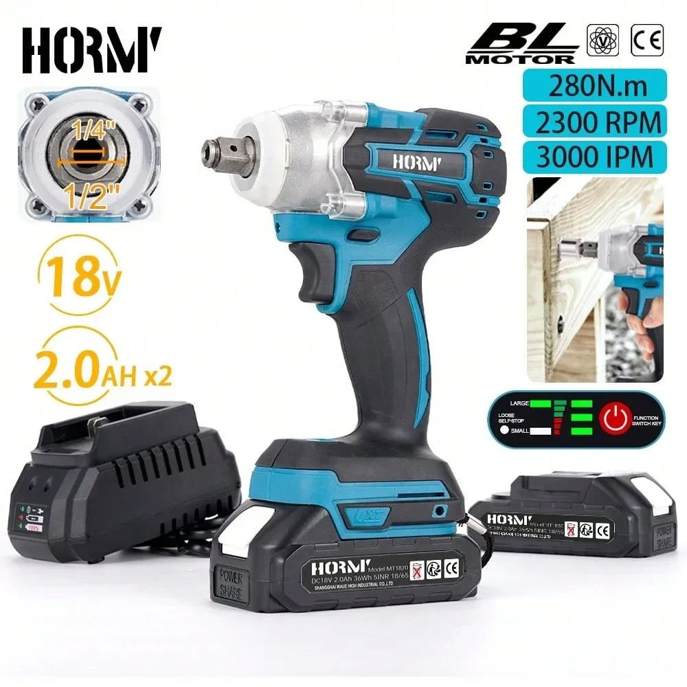 One 18V 280N. M Rechargeable Brushless DualPurpose Electric Wrench Set, Two 2Ah Batteries, One Quick Seat Charger, For Woodwork
One 18V 280N. M Rechargeable Brushless DualPurpose Electric Wrench Set, Two 2Ah Batteries, One Quick Seat Charger, For Woodwork
