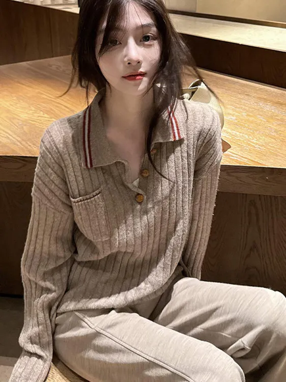 Rixo Brown Polka Dot Collar ort Knitted Sweater Base Layer Top Casual Sle Soft Fabric Long Sve Faion
Rixo Brown Polka Dot Collar ort Knitted Sweater Base Layer Top Casual Sle Soft Fabric Long Sve Faion