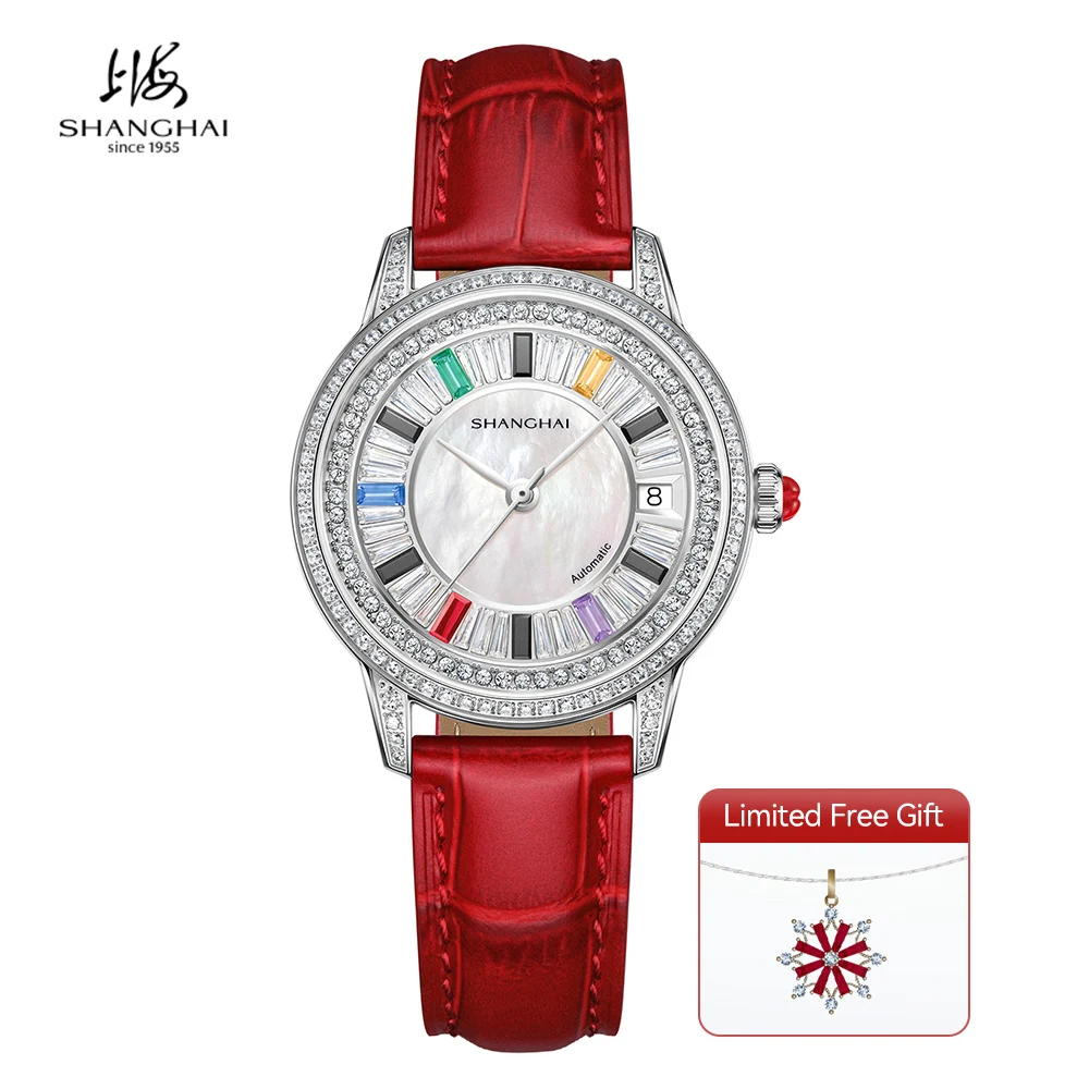 Shanghai Watch Luxury Women's Automatic Watches Natural Crystal Mechanical Timepiece Limited Women's Watch 50M Waterproof S2252
Shanghai Watch Luxury Women's Automatic Watches Natural Crystal Mechanical Timepiece Limited Women's Watch 50M Waterproof S2252