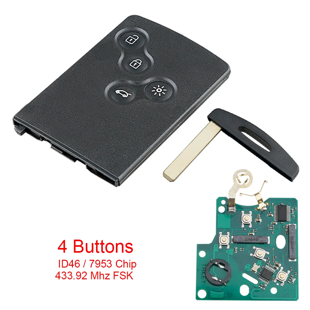 433MHz Car Remote Key Fob Case Shell Fit for Renault Megane Smart Card Key Shell Case Cover with ID46 7953 Chip
433MHz Car Remote Key Fob Case Shell Fit for Renault Megane Smart Card Key Shell Case Cover with ID46 7953 Chip