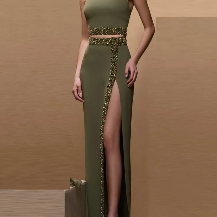 Faionable oulder Bared Diamond Embellied Slim Fit Long Dr Комплект из двух предметов с боковым разрезом для вечерних окантов 
Faionable oulder Bared Diamond Embellied Slim Fit Long Dr Комплект из двух предметов с боковым разрезом для вечерних окантов