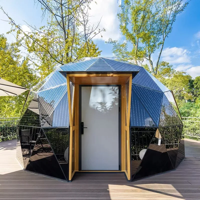 Solar Power Solid Wood Frame Insulating Tempered Glass 6M 8M Prefabricated Luxury Glamping Geodesic Dome Hotel House
Solar Power Solid Wood Frame Insulating Tempered Glass 6M 8M Prefabricated Luxury Glamping Geodesic Dome Hotel House
