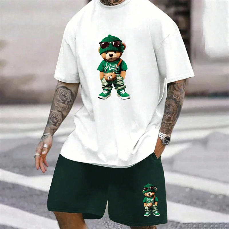 Men's 2026 Summer New Fashion Fun Bear Harajuku T-Shirt Men's Loose Daily Couple Suit Outdoor Street Shorts Two Piece Suit
Men's 2026 Summer New Fashion Fun Bear Harajuku T-Shirt Men's Loose Daily Couple Suit Outdoor Street Shorts Two Piece Suit