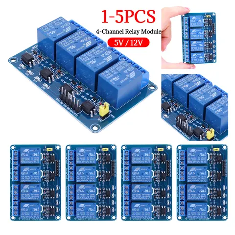 1-5PCS 4 Channel Relay Board AVR 51 PIC 5V 12V 4-Channel Relay Module with Optocoupler Relay 4 Way Relay Module for Arduino