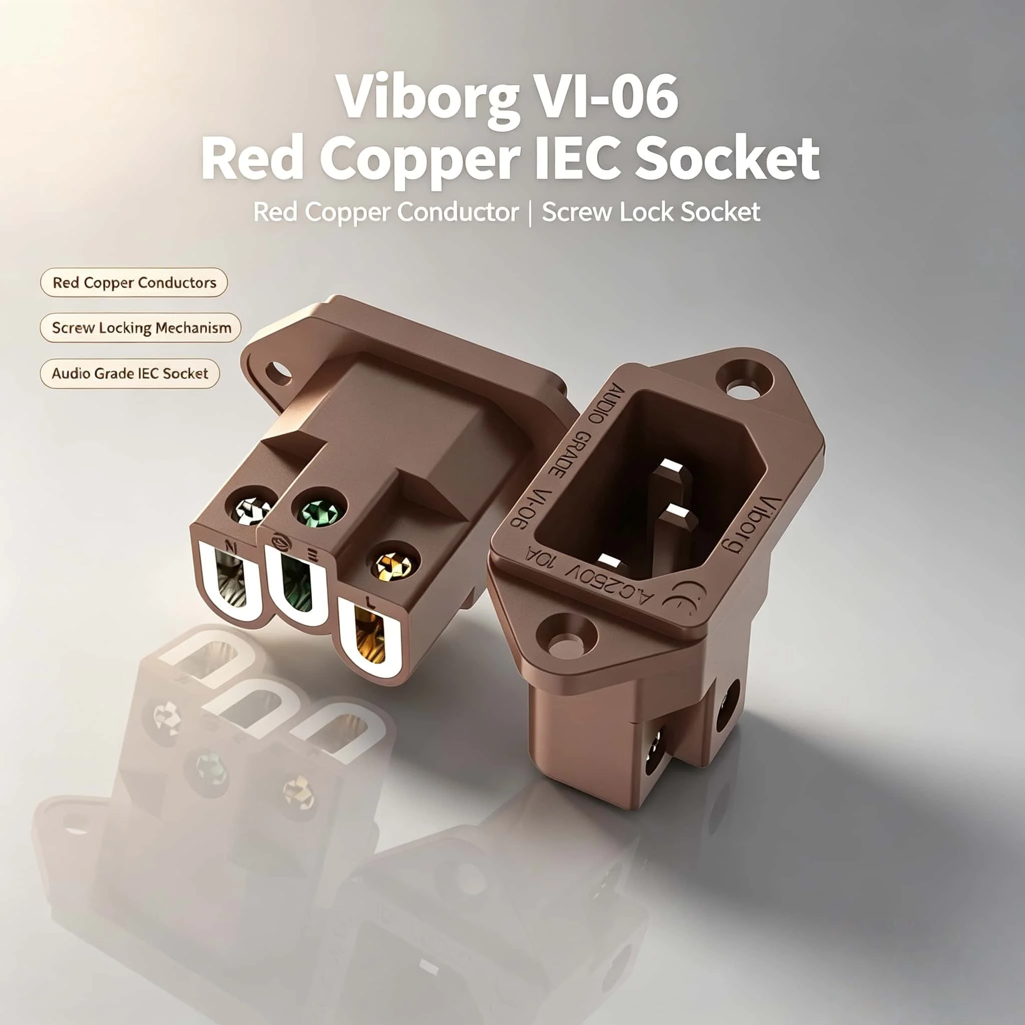 Viborg VI-06CR Pure Red Copper Rhodium Plated Mains AC Power ndustrial socket Plug lEC320 C14 3Pin Panel Inlet Socket 250VAC 15A
Viborg VI-06CR Pure Red Copper Rhodium Plated Mains AC Power ndustrial socket Plug lEC320 C14 3Pin Panel Inlet Socket 250VAC 15A