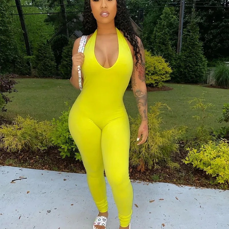 Solid Bodycon Jumpsuit for Women Sexy Sleeveless Halter Backless Sporty Fitness Stacked Romper Night Party One Piece Overalls
Solid Bodycon Jumpsuit for Women Sexy Sleeveless Halter Backless Sporty Fitness Stacked Romper Night Party One Piece Overalls