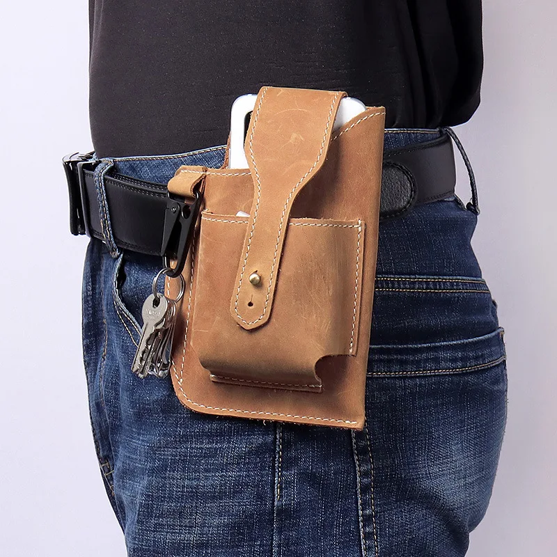 New handmade Crazy Horse Leather Mobile Phone Bag Sports Tobacco Bag Retro Leather Men's Waist Hanging Bag Large Capacity Casual
New handmade Crazy Horse Leather Mobile Phone Bag Sports Tobacco Bag Retro Leather Men's Waist Hanging Bag Large Capacity Casual