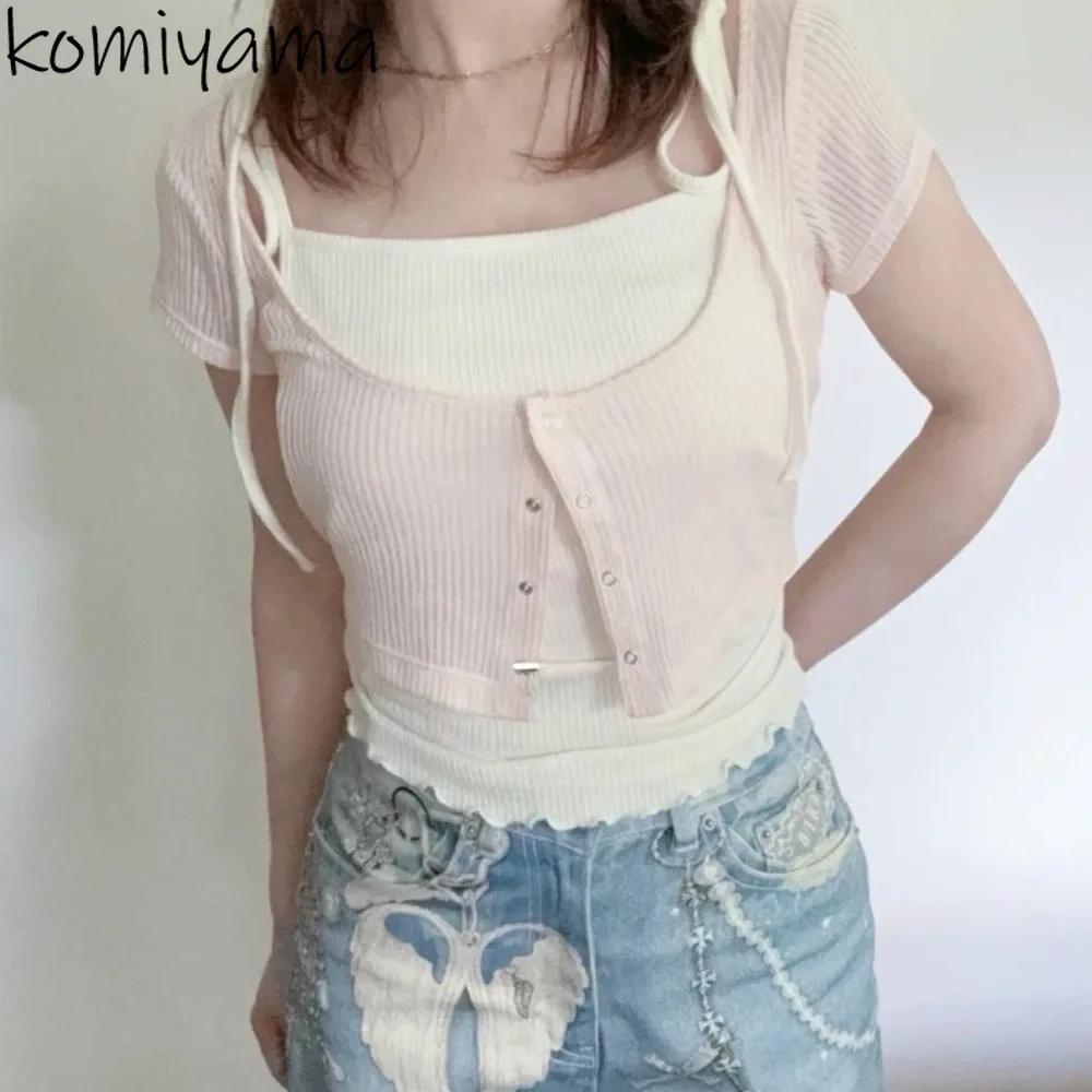Short Sleeve Ropa De Mujer 2025 Woman Clothing Set Cardigan Clothes Japan Casual T Shirt New Sweet Roupas Lace Up Camis
Short Sleeve Ropa De Mujer 2025 Woman Clothing Set Cardigan Clothes Japan Casual T Shirt New Sweet Roupas Lace Up Camis