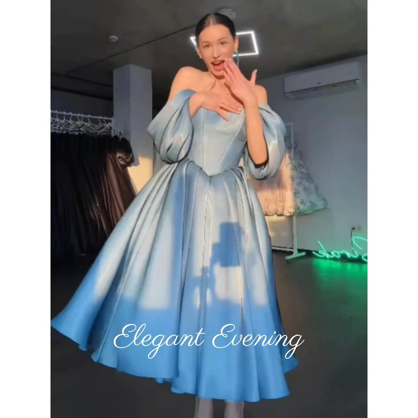 Elegant Blue Evening Dress Puff Sleeve A Line Prom Gown for Saudi Women Formal Occasion Wedding Party Dresses Customized
Elegant Blue Evening Dress Puff Sleeve A Line Prom Gown for Saudi Women Formal Occasion Wedding Party Dresses Customized
