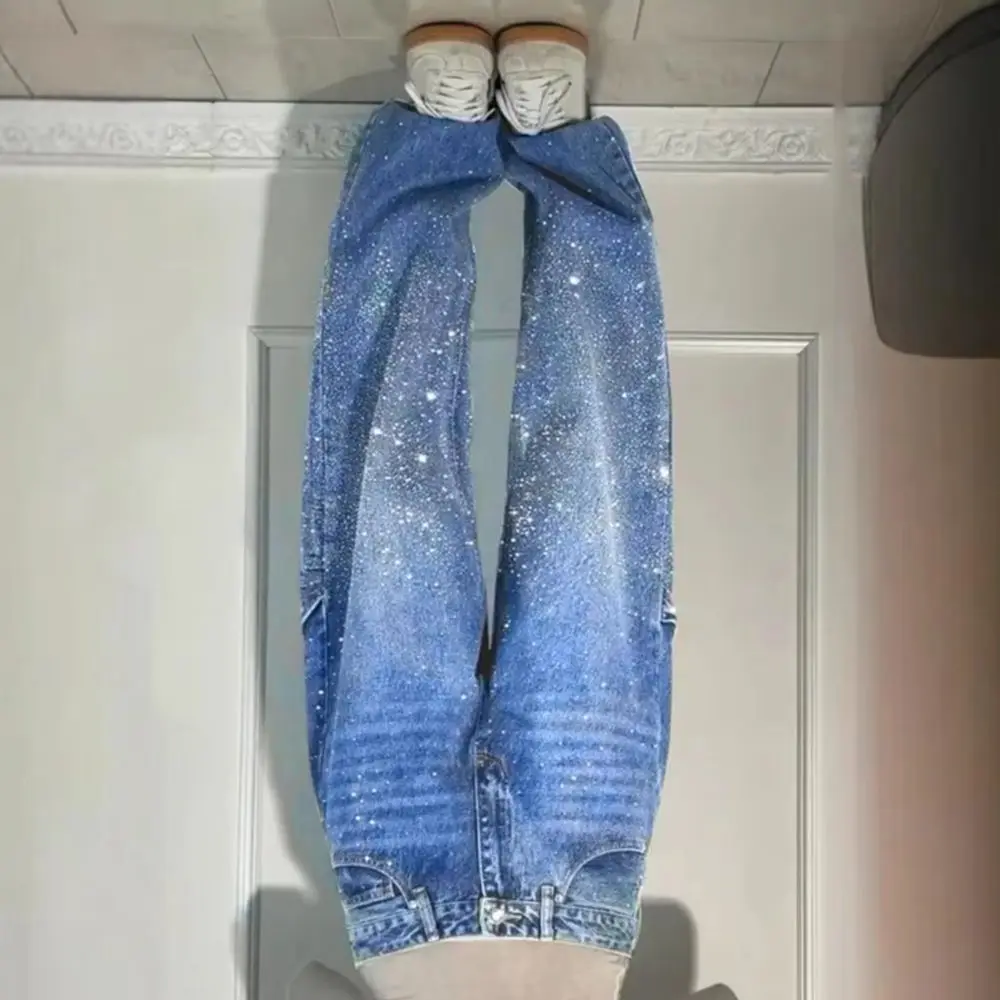 Sparkly Women Sweatpants Jeans Women's Harem Jeans High Waisted Baggy Wide Leg Bling Jeans Straight Leg Denim Pants Streetwear
Sparkly Women Sweatpants Jeans Women's Harem Jeans High Waisted Baggy Wide Leg Bling Jeans Straight Leg Denim Pants Streetwear