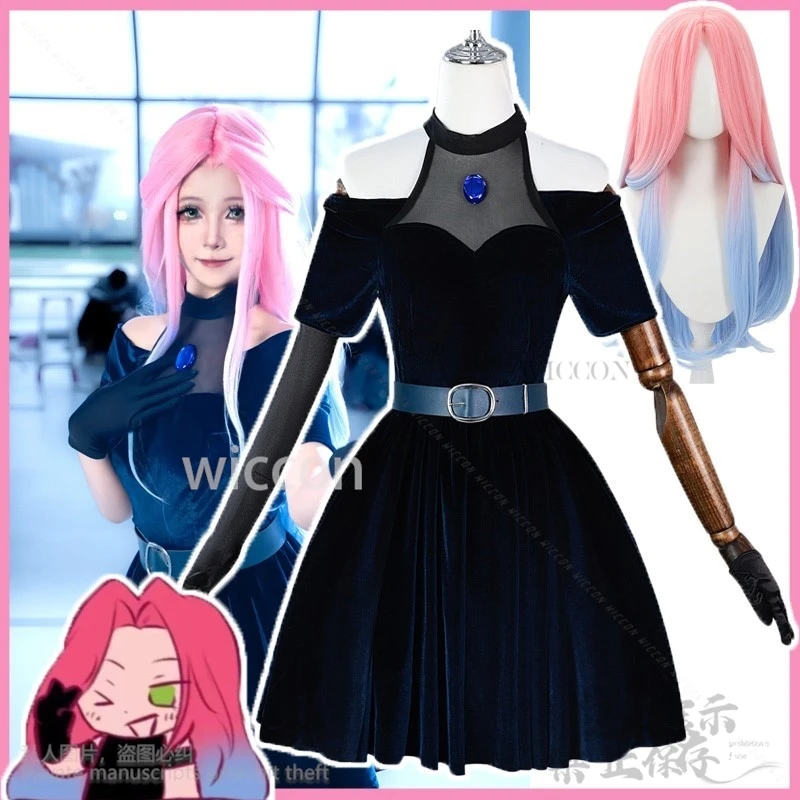 Mizi Anime Alien Stage Cosplay Dark Blue Dress Lolita Blue Pink Long Hair Costume Wigs Belt Set Uniform For Christmas Customized
Mizi Anime Alien Stage Cosplay Dark Blue Dress Lolita Blue Pink Long Hair Costume Wigs Belt Set Uniform For Christmas Customized