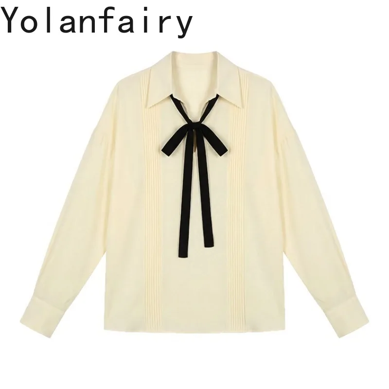 YOLANFAIRY 100% Real Mulberry Silk Blouse for Woman Spring Gentle Long Sleeve Shirts Female Elegant Bow Womens Tops and Shirts
YOLANFAIRY 100% Real Mulberry Silk Blouse for Woman Spring Gentle Long Sleeve Shirts Female Elegant Bow Womens Tops and Shirts