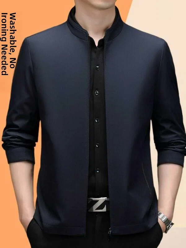 Men's Silk Casual Jaet Thin Flip-Collar Loose Busin Spring Autumn Outerwear for Middle-Aged Dad Comfortable Long Sve
Men's Silk Casual Jaet Thin Flip-Collar Loose Busin Spring Autumn Outerwear for Middle-Aged Dad Comfortable Long Sve