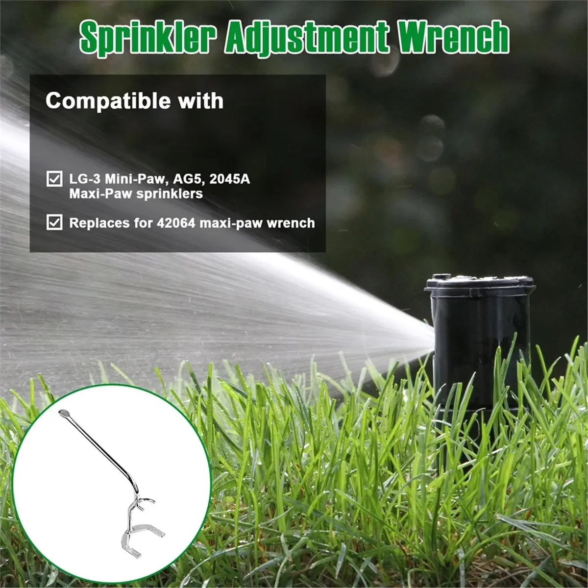 Multi-use Gear 42064 Sprinkler Replace Wrench Tool for Rainbird -Up Impact Sprinkler -3 Mini-, AG5, 2045A Maxi- Sprinklers
Multi-use Gear 42064 Sprinkler Replace Wrench Tool for Rainbird -Up Impact Sprinkler -3 Mini-, AG5, 2045A Maxi- Sprinklers