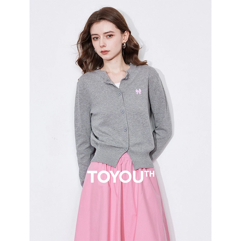 TOYOUTH Women Knitted Cardigan 2025 Spring New Bow Embroidered Slim Waist Sweater Tops Grey
TOYOUTH Women Knitted Cardigan 2025 Spring New Bow Embroidered Slim Waist Sweater Tops Grey