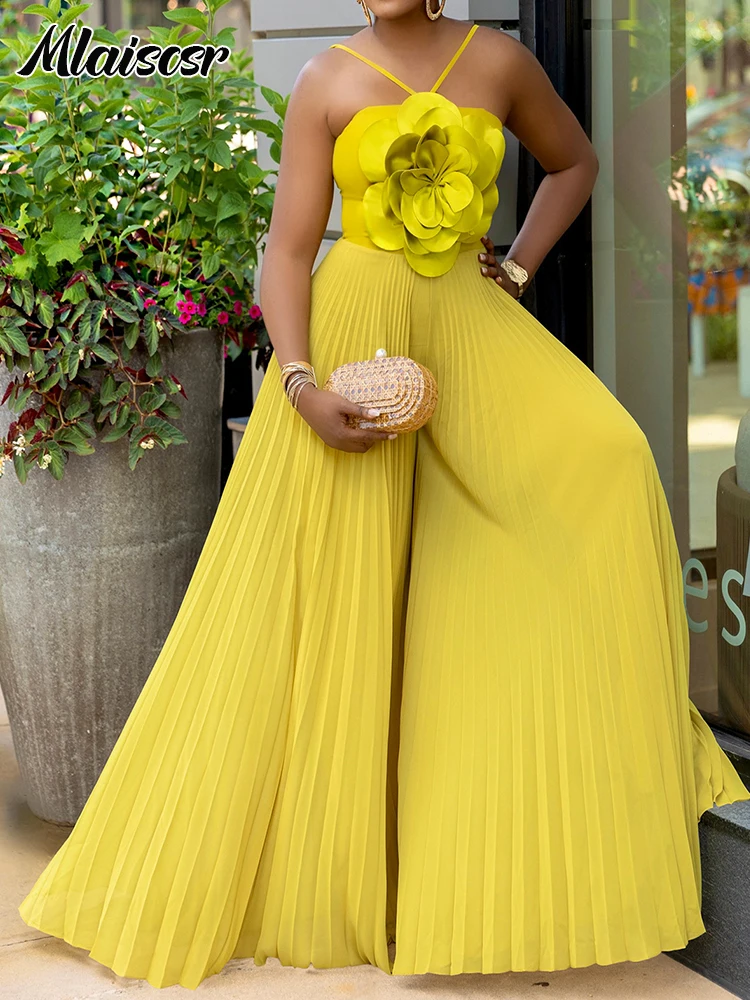 Mlaiscsr Elegant Boho Vacation Party Loose Jumpsuits for Women 3D Flower Sleeveless Pleated Strapless Wide Leg Pants Rompers
Mlaiscsr Elegant Boho Vacation Party Loose Jumpsuits for Women 3D Flower Sleeveless Pleated Strapless Wide Leg Pants Rompers