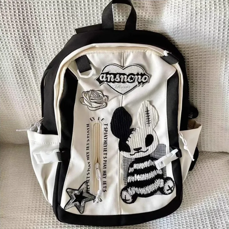 Rabbit Embroidery Schoolmochila High Capacity Bag Zipper Backpack Gothic Casual Sac Femme Y2k High Street Bags for Woman
Rabbit Embroidery Schoolmochila High Capacity Bag Zipper Backpack Gothic Casual Sac Femme Y2k High Street Bags for Woman