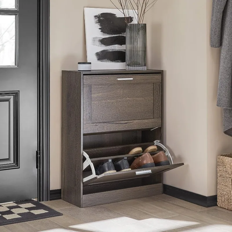 Small Shoe Storage Cabinet, Slim Shoe Rack Entryway, Narrow Shoe Organizer 2 Flip-Drawers for Front Door Entrance Hallway
Small Shoe Storage Cabinet, Slim Shoe Rack Entryway, Narrow Shoe Organizer 2 Flip-Drawers for Front Door Entrance Hallway
