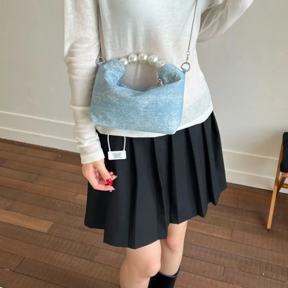 Fashion Korean Pearls Denim Bag Small Square Denim Crossbody Bag Casual Rhinestones Women's Handbags Purse
Fashion Korean Pearls Denim Bag Small Square Denim Crossbody Bag Casual Rhinestones Women's Handbags Purse