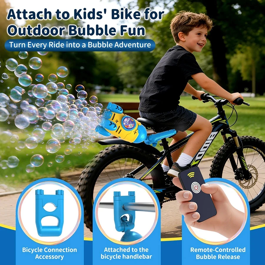 Remote Control Bubble Gun for Kids Bike Electric Fully-Automatic Bubble Machine Use & Handheld Rechargeable Outdoor Wedding Toys
Remote Control Bubble Gun for Kids Bike Electric Fully-Automatic Bubble Machine Use & Handheld Rechargeable Outdoor Wedding Toys