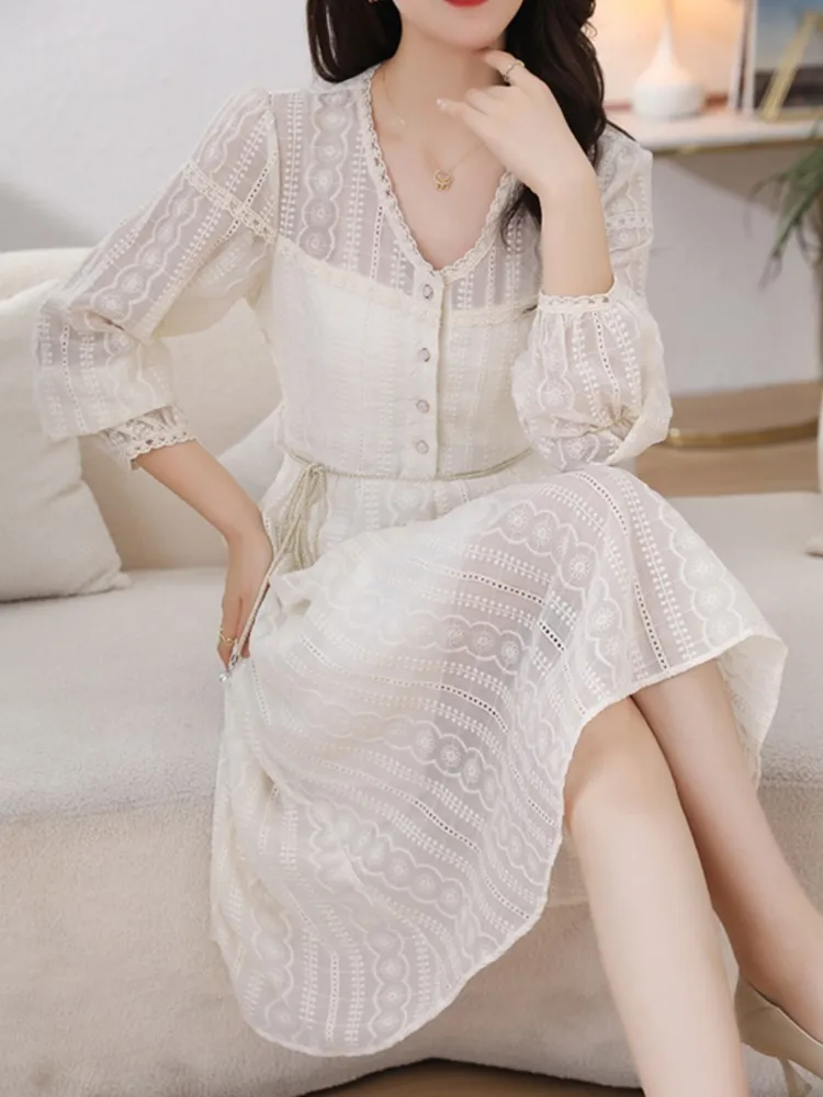 Spring Elegant Casual Womens Dresses New Fashion Vintage V-neck Long Sleeves Princess Party Midi Dress Korean A Line Vestdios
Spring Elegant Casual Womens Dresses New Fashion Vintage V-neck Long Sleeves Princess Party Midi Dress Korean A Line Vestdios