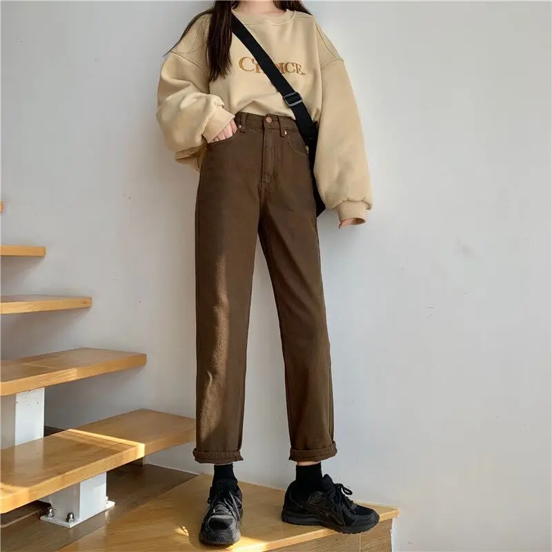 Korean Style Jeans Brown Women's New Niche Loose Jeans with Wide Legs for Straight High-Waisted Fashion Pants
Korean Style Jeans Brown Women's New Niche Loose Jeans with Wide Legs for Straight High-Waisted Fashion Pants