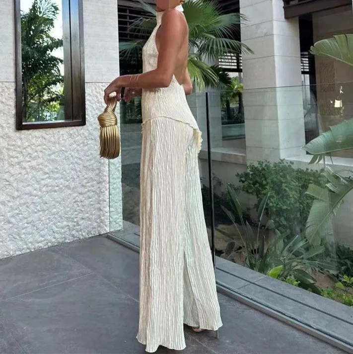 Ultralightweight Set Elegant Pleated Trousers Set Draped Sleeveless Matching Set Lightweight Breathable Summer Ensemble
Ultralightweight Set Elegant Pleated Trousers Set Draped Sleeveless Matching Set Lightweight Breathable Summer Ensemble