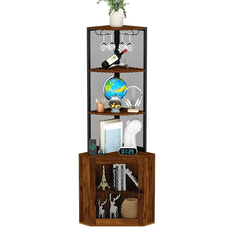 65" Freestanding Corner Cabinet with Shelves and Wine Glass Rack, 6-Tier Bookshelf for Kitchen, Living Room, Balcony
65" Freestanding Corner Cabinet with Shelves and Wine Glass Rack, 6-Tier Bookshelf for Kitchen, Living Room, Balcony