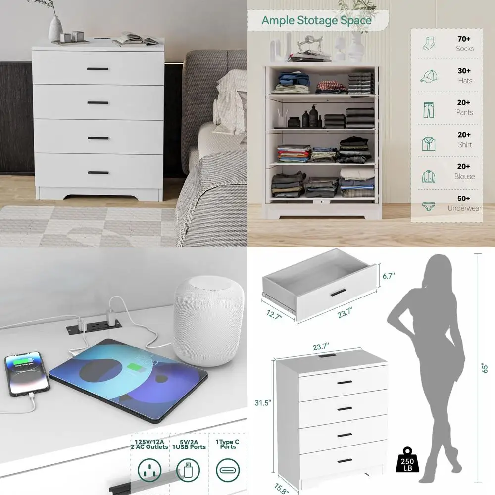 Wooden Dresser with Power Outlets and Large Storage for Bedroom, Living Spaces, and Kids' Rooms
Wooden Dresser with Power Outlets and Large Storage for Bedroom, Living Spaces, and Kids' Rooms