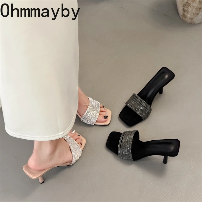 Sexy High Heel Summer Women Slippers Fashion Rhinestone Square Open Toe Dress Slides Ladies Elegant Slip On Stripper Party Pumps
Sexy High Heel Summer Women Slippers Fashion Rhinestone Square Open Toe Dress Slides Ladies Elegant Slip On Stripper Party Pumps