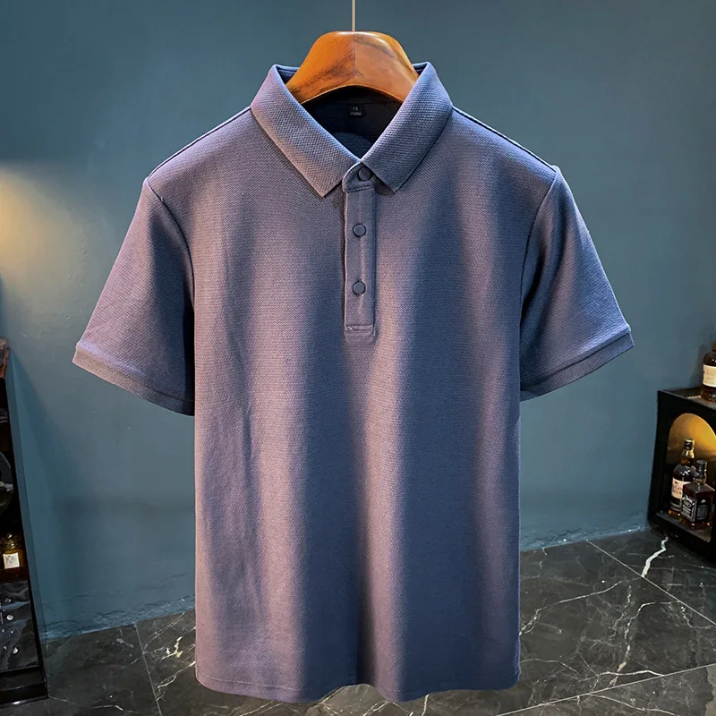 High end men's lapel short sleeved T-shirt new 2025 summer half sleeved polo shirt solid color mesh breathable top
High end men's lapel short sleeved T-shirt new 2025 summer half sleeved polo shirt solid color mesh breathable top