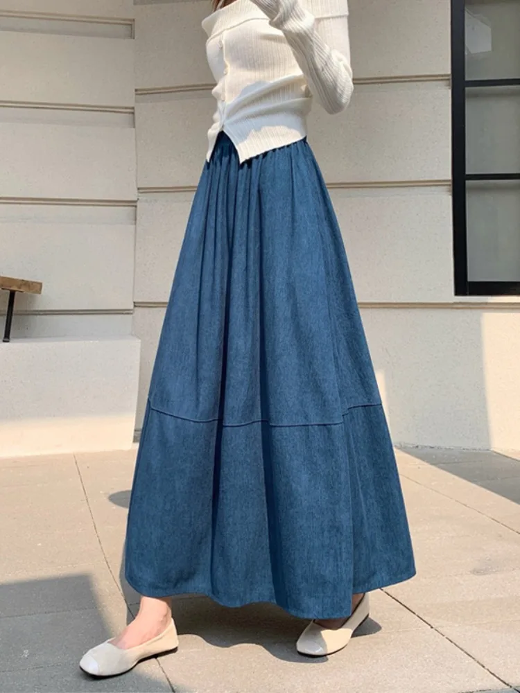 Retro Blue Corduroy High Waist Midi Skirt Women's Autumn Winter New Style Slimming Hip Covering A-Line Skirt Large Swing
Retro Blue Corduroy High Waist Midi Skirt Women's Autumn Winter New Style Slimming Hip Covering A-Line Skirt Large Swing
