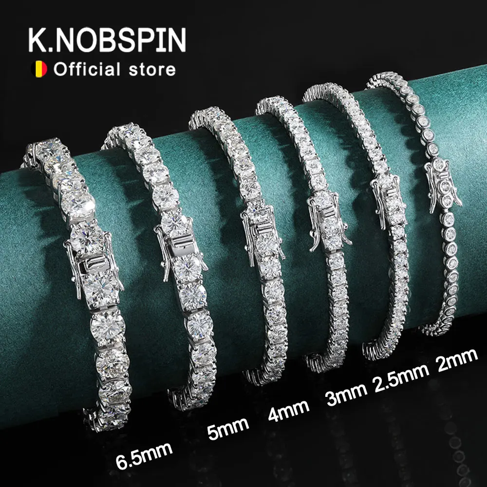 KNOBSPIN 2mm Moissanite Tennis Bracelet 925 Sterling Silver Plated White Gold Bracelet for Women Man Sparkling Party Jewelry
KNOBSPIN 2mm Moissanite Tennis Bracelet 925 Sterling Silver Plated White Gold Bracelet for Women Man Sparkling Party Jewelry