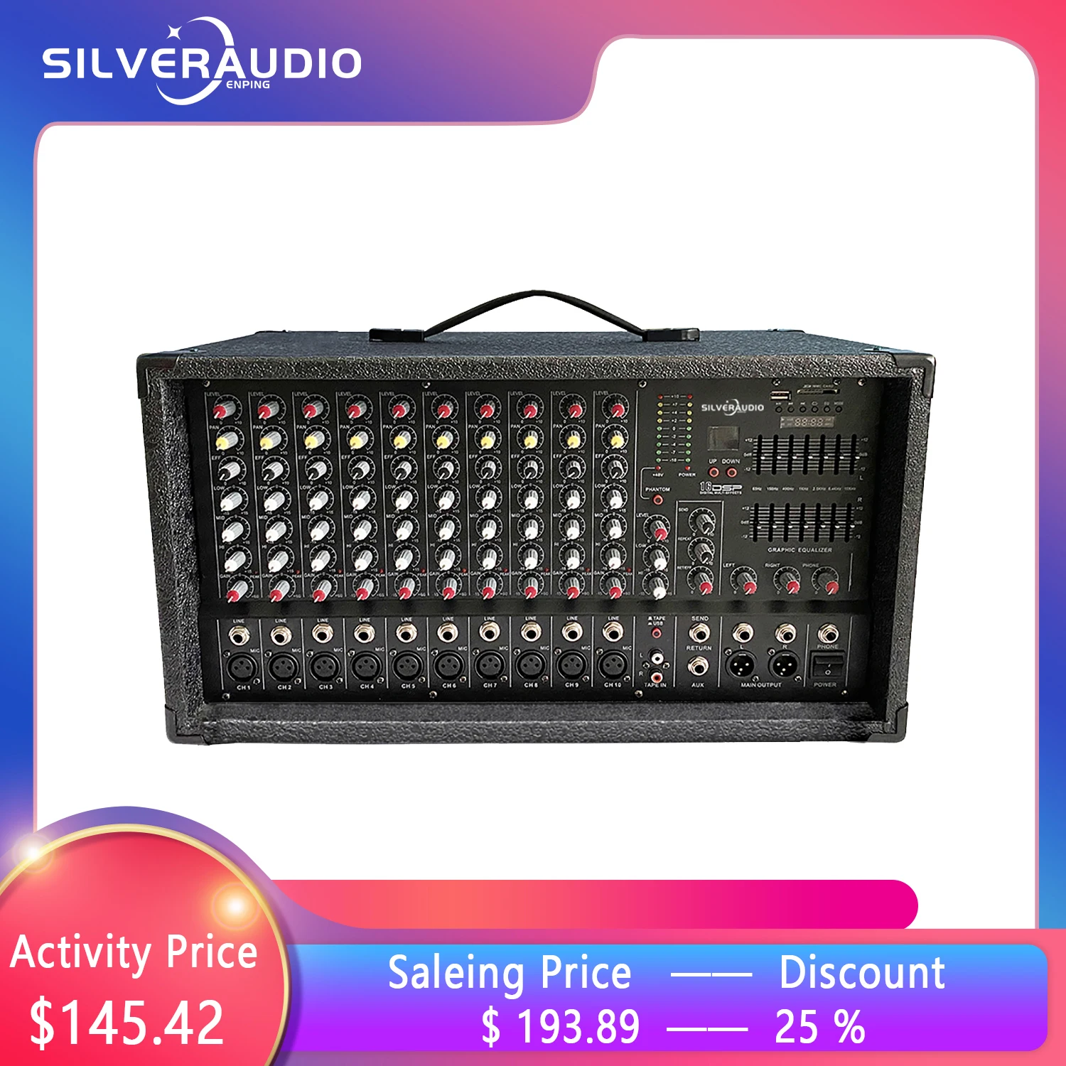 GAX-EB10 10-channel mixer with power amplifier all-in-one effector with reverberation mixing
GAX-EB10 10-channel mixer with power amplifier all-in-one effector with reverberation mixing