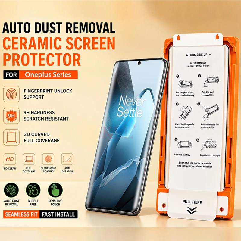 Oleophobic Coating Dust Removal Easy Installation Frame Ceramic Film for Oneplus 15 13 12 11 10 9 8 Pro Screen Protector +tool
Oleophobic Coating Dust Removal Easy Installation Frame Ceramic Film for Oneplus 15 13 12 11 10 9 8 Pro Screen Protector +tool
