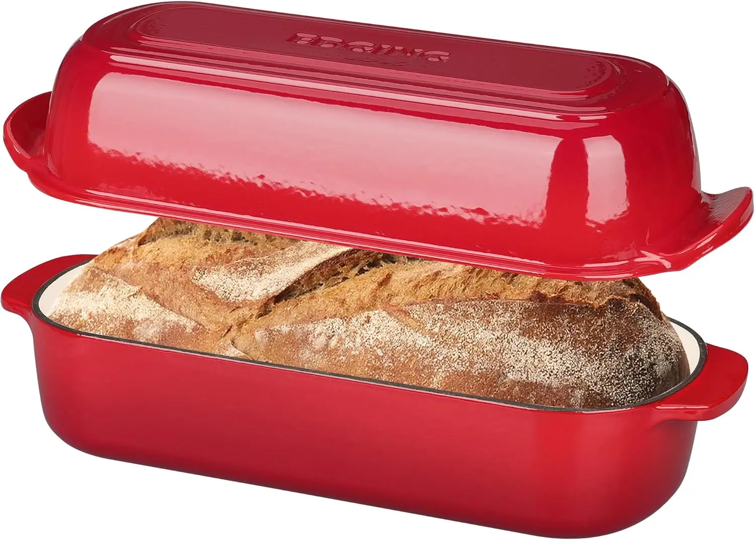 Enameled Cast Iron Loaf Pan with Lid, Bread Baking Pan, 12.5x5.5 inch, 5qt, Red
Enameled Cast Iron Loaf Pan with Lid, Bread Baking Pan, 12.5x5.5 inch, 5qt, Red