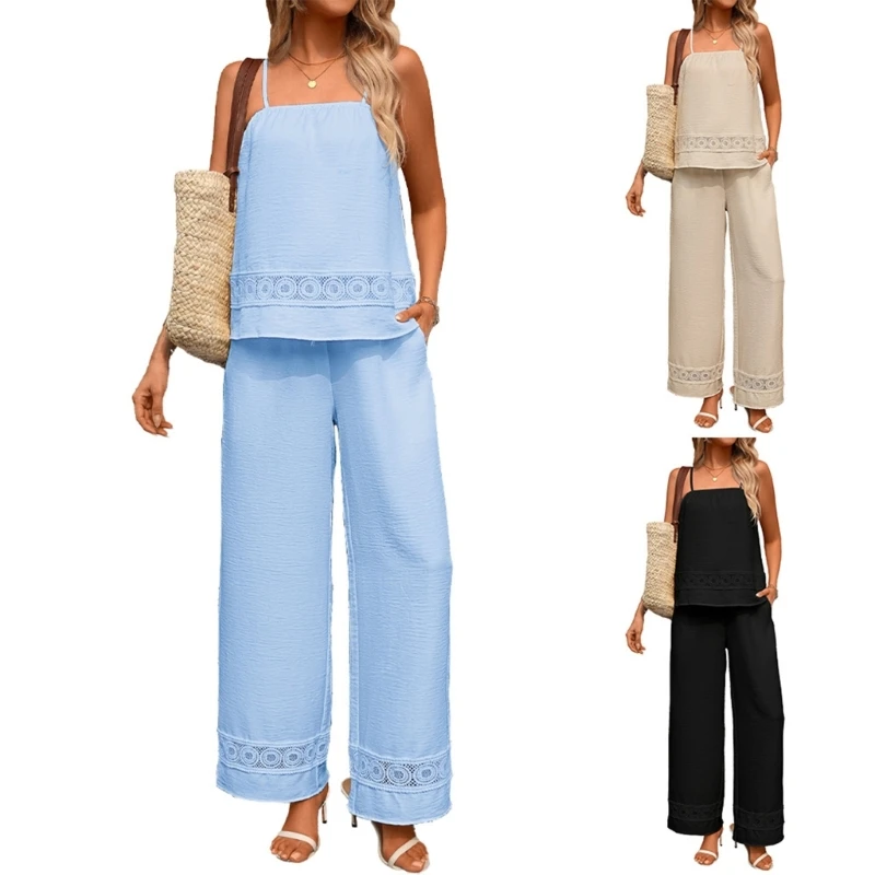 Women's camisole and wide-leg pants set perfect for summer vacations and beachwear 6XDA
Women's camisole and wide-leg pants set perfect for summer vacations and beachwear 6XDA