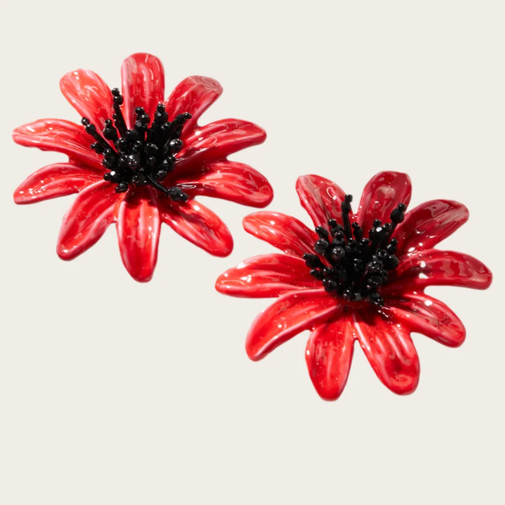 Vintage Red Glass Material Flower Style Women's Earrings Fashionable Sweet Personalized Aretes Para Mujer
Vintage Red Glass Material Flower Style Women's Earrings Fashionable Sweet Personalized Aretes Para Mujer