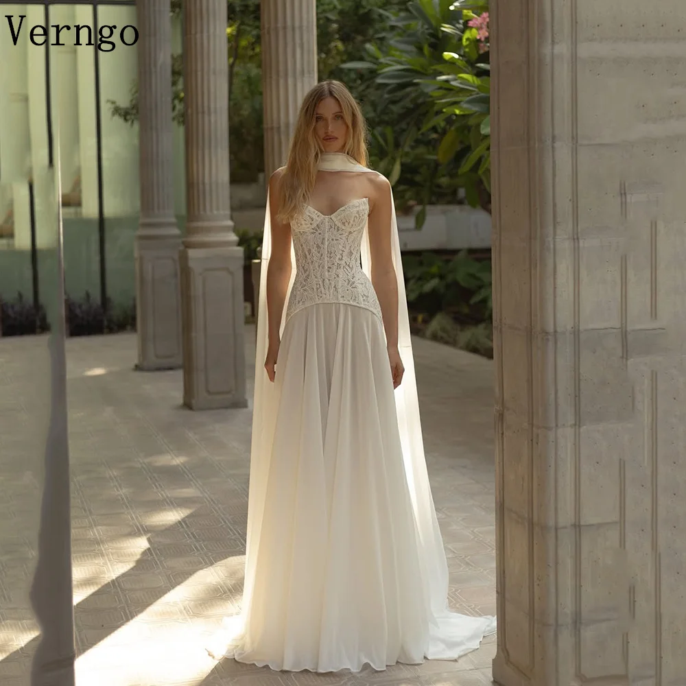 Verngo Simple lvory Tulle Wedding Dress Strapless A Line Bridal Gowns Women Pleated Zipper Prom Bride Dresses Customized 
Verngo Simple lvory Tulle Wedding Dress Strapless A Line Bridal Gowns Women Pleated Zipper Prom Bride Dresses Customized