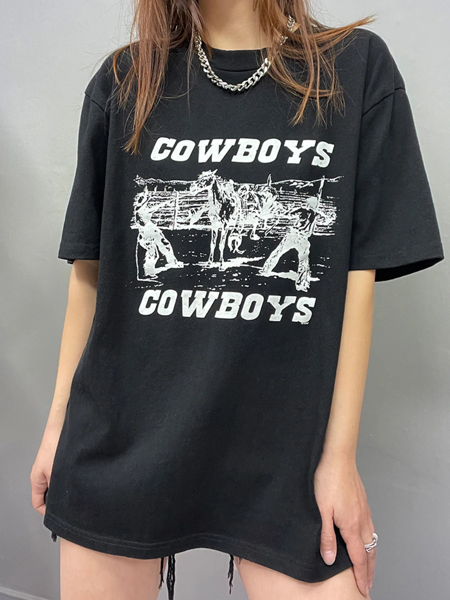 personality Print T-shirt Women's Round Neck Short-sleeved Street T-shirt 2023 Summer Casual Black Retro Fashion Loose Top
personality Print T-shirt Women's Round Neck Short-sleeved Street T-shirt 2023 Summer Casual Black Retro Fashion Loose Top