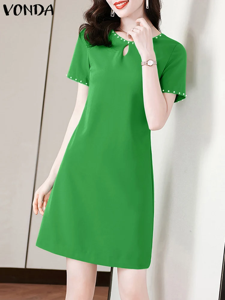 Women Bohemian Mini Dress 2024 VONDA Summer Short Sleeve Sundress Fashion Beach Party Vestidos Casual Solid Color Robe Femme
Women Bohemian Mini Dress 2024 VONDA Summer Short Sleeve Sundress Fashion Beach Party Vestidos Casual Solid Color Robe Femme