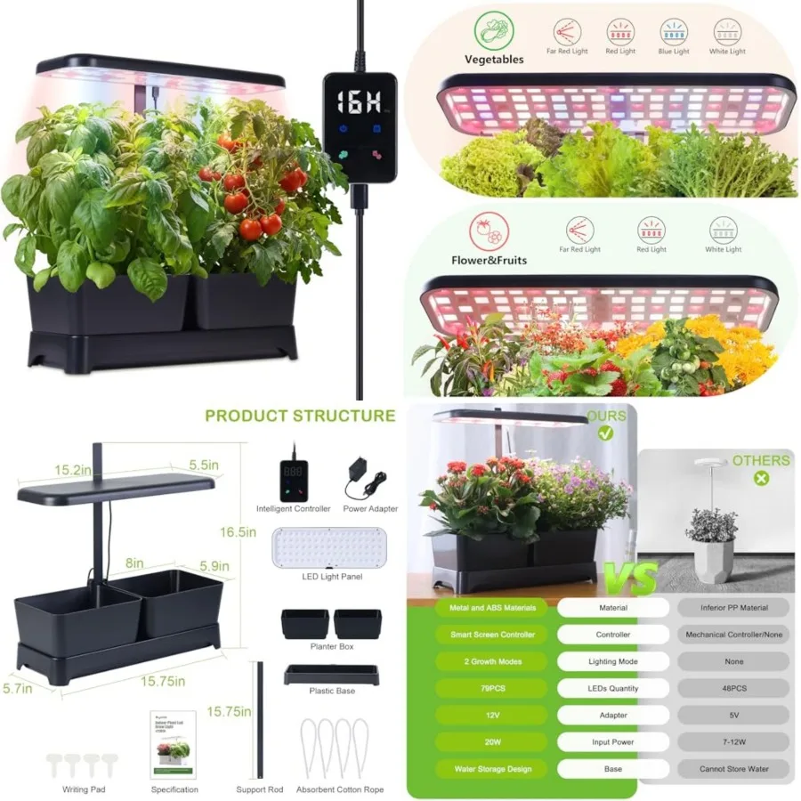 Indoor Herb Garden with Grow Light and Pots, Full Spectrum LED Planter for Kitchen Herbs and Houseplants, Height Adjustable Ind
Indoor Herb Garden with Grow Light and Pots, Full Spectrum LED Planter for Kitchen Herbs and Houseplants, Height Adjustable Ind