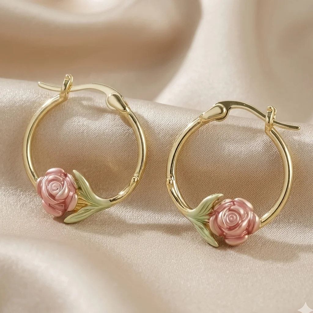 1 pair of French romantic two-tone rose ring earrings, two-tone cross-over simulated rose craft, suitable for ladies banquet parties, vacation dates and Mother's Day/Valentine's Day jewelry gifts
1 pair of French romantic two-tone rose ring earrings, two-tone cross-over simulated rose craft, suitable for ladies banquet parties, vacation dates and Mother's Day/Valentine's Day jewelry gifts