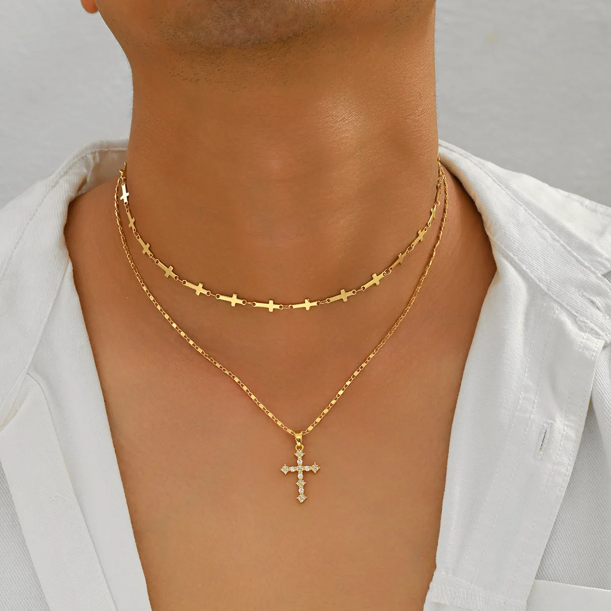 Luxury real gold Cross Pendant Necklace Men's Necklace Women's Clavicle Chain
Luxury real gold Cross Pendant Necklace Men's Necklace Women's Clavicle Chain