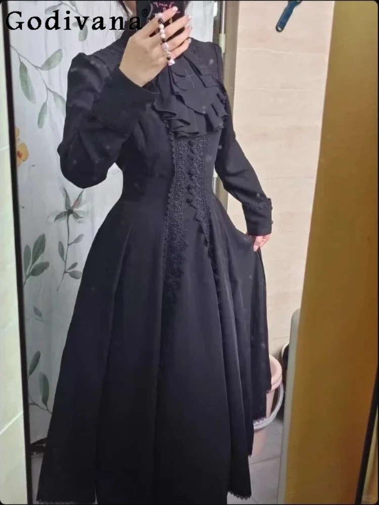 New Elegant Japanese Gothic Black Shawl Fashion High Waist A-line Versatile Personality Girl Long Sleeve Crew Neck Dress Sets
New Elegant Japanese Gothic Black Shawl Fashion High Waist A-line Versatile Personality Girl Long Sleeve Crew Neck Dress Sets